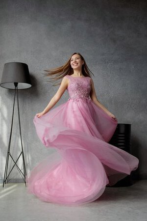 Abito da Ballo con Manica Corte con Piega A-Line Lupetto con Applique in Tulle - Foto 3