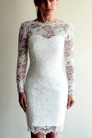 Robe de mariée modeste informel simple de col haut avec bouton - Photo 4