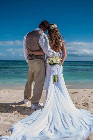 Vestido de Novia de Sin mangas de Playa de Encaje Adorno de Volantes Adorno - Foto 1