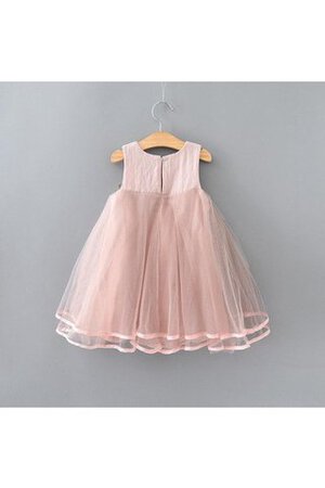 Abito da Cerimonia Bambini A-Line alta vita con Fiore con Increspature al ginocchio in Tulle - Foto 2