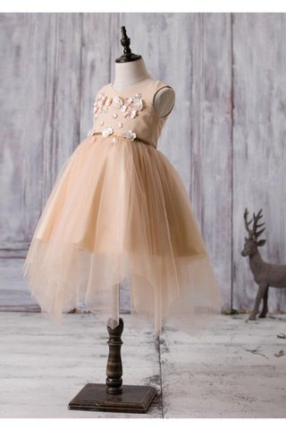 Abito da Cerimonia Bambini Sotto Ginocchio V-Scollo alta vita in Tulle con Fiore con Piega - Foto 2