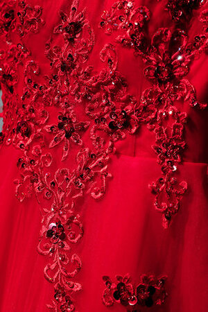 Glamourös Perlenbesetztes Normale Taille Pompöse Ballkleid aus Spitze - Bild 8