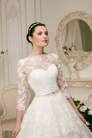 Abito da Sposa con Applique in Pizzo Cuore in pizzo con Cristino Senza Maniche - Foto 2