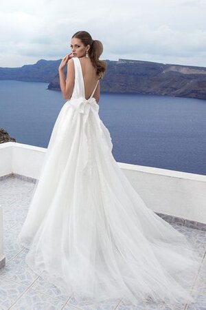 Abito da Sposa a riva con Nastro Semplice Elegante V-Scollo con paillette - Foto 4