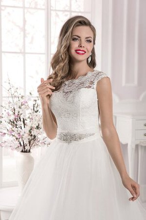 Robe de mariée festonné naturel ligne a en tulle avec décoration dentelle - Photo 3