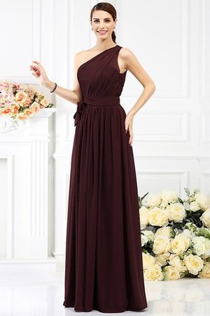 Chiffon Prinzessin Ärmelloses Bodenlanges Brautjungfernkleid mit Gürtel - Bild 6