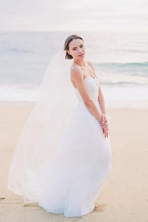 Abito da Sposa a Spiaggia Senza Maniche in Organza A-Line Naturale Cuore - Foto 1