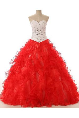 Tüll Perlenbesetztes Spitze Duchesse-Linie Herz-Ausschnitt langes Quinceanera Kleid - Bild 1