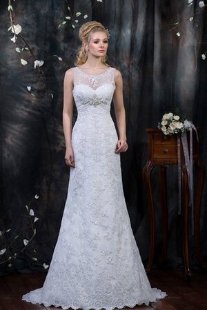 Robe de mariée naturel v encolure jusqu'au sol appliques avec sans manches - Photo 1