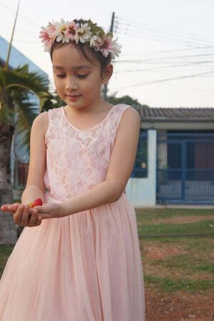 Abito da Cerimonia Bambini in pizzo con Fiocco Tondo con Piega in Tulle A-Line - Foto 4