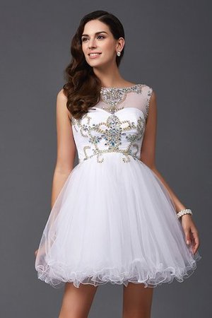 Robe de bal courte ligne a de princesse de tour de ceinture en haute avec perle - Photo 3