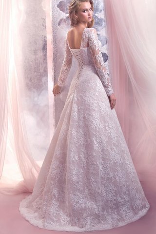 Robe de mariée modeste naturel jusqu'au sol ligne a avec lacets - Photo 2