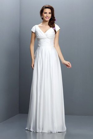 Robe demoiselle d'honneur plissé avec zip en chiffon de princesse a-ligne - Photo 1