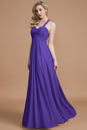 Robe demoiselle d'honneur avec zip jusqu'au sol manche nulle avec chiffon ruché - Photo 30