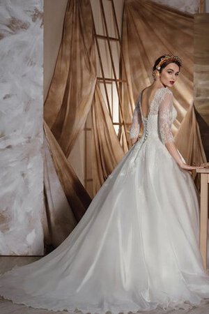 Abito da Sposa in pizzo in Organza Coda A Strascico Cappella Barchetta Naturale originale - Foto 3