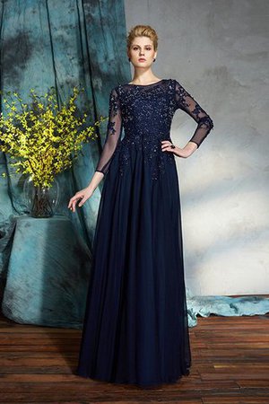 3 /4 Länge Ärmeln Normale Taille Bodenlanges Brautmutterkleid aus Chiffon mit Applike - Bild 3