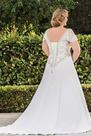 Ärmellos Spitze A-Line Brautkleid mit Bordüre mit Rücken Schnürung - Bild 3