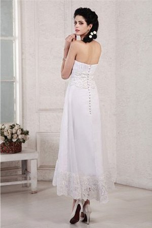 Abito da Sposa Senza Maniche con Piega in Chiffon con Perline Corto - Foto 2