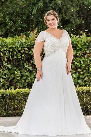 Ärmellos Spitze A-Line Brautkleid mit Bordüre mit Rücken Schnürung - Bild 1