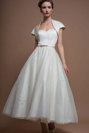 Abito da Sposa con Fusciacca Sotto Ginocchio classico con Nastro con Manica Corte A-Line - Foto 5