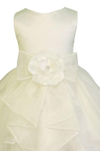 Robe de cortège enfant naturel longueur à cheville avec fleurs en satin avec gradins - Photo 2