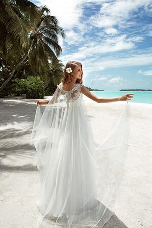 Robe de mariée plissé de tour de ceinture en haute en plage encolure ronde en tulle - Photo 3