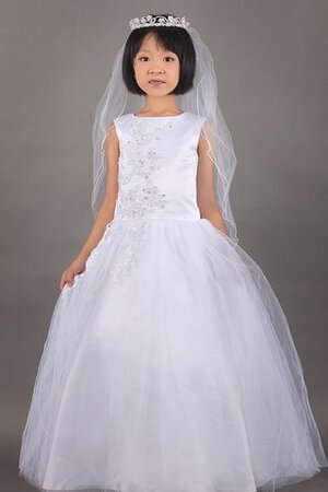 Abito da Cerimonia Bambini A-Line in Tulle Ball Gown con Applique Senza Maniche - Foto 1