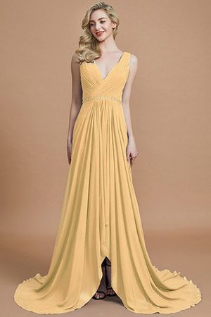 Abito da Damigella Naturale in Chiffon A-Line Principessa Spazzola Treno - Foto 17