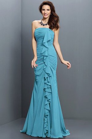 Robe demoiselle d'honneur plissage longue avec zip en chiffon de bustier - Photo 4