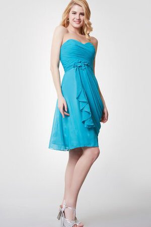 Trägerloser Ausschnitt A-Line drapiertes Chiffon mini Brautjungfernkleid - Bild 4