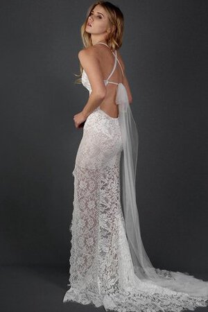 Robe de mariée festonné nature de fourreau de traîne courte avec sans manches - Photo 1