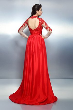 Robe de soirée appliques en satin a-ligne avec manche longue elevé - Photo 2