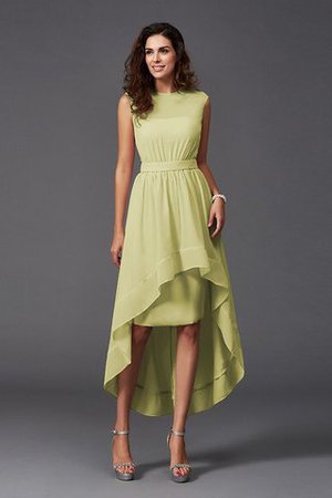 Robe demoiselle d'honneur naturel courte de princesse asymétrique a-ligne - Photo 8