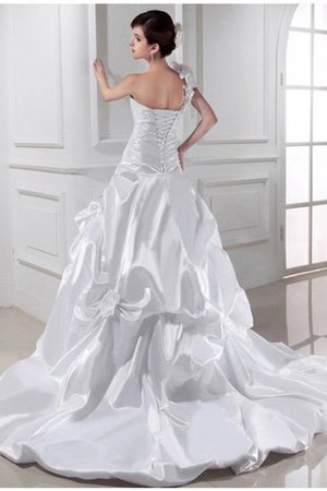 Robe de mariée plissé a-ligne cordon d'épaule asymétrique de col en cœur - Photo 2