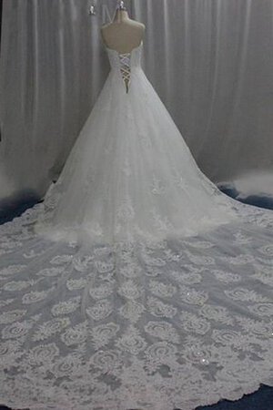 Robe de mariée avec perle appliques de traîne mi-longue en organza de col en cœur - Photo 2