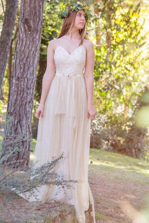 Robe de mariée nature plissage textile en tulle avec perle avec sans manches - Photo 3