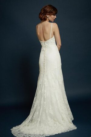 Abito da Sposa Naturale Tubino Elegante a riva con Increspature V-Scollo - Foto 3