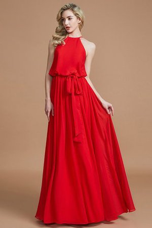 Robe demoiselle d'honneur naturel jusqu'au sol avec chiffon de dos nu avec ruban - Photo 2