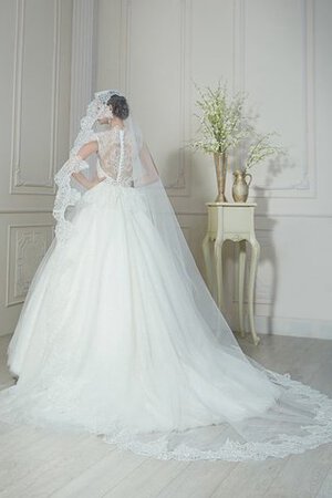 Clasico Vestido de Novia de Corte-A de Corte Evasé en Encaje de Abalorio - Foto 4