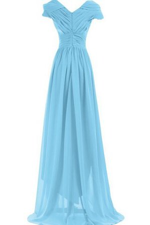 Robe demoiselle d'honneur ruché avec manche courte en chiffon v encolure avec zip - Photo 18