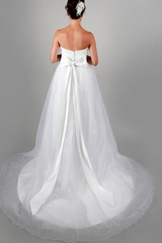 Abito da Sposa con Perline A-Line Senza Maniche senza spalline Naturale con Fiocco - Foto 2