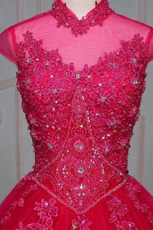 Robe de quinceanera avec gradins elevé avec perle avec manche épeules enveloppants - Photo 5