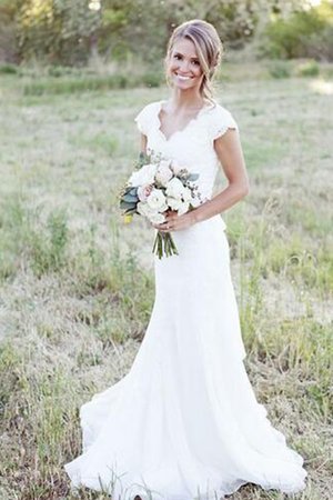 Romántico Vestido de Novia de Plisado de Bonita de Escote en V - Foto 3