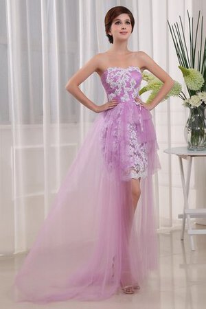 Robe de cocktail elégant de col en cœur ruché appliques textile en tulle - Photo 1