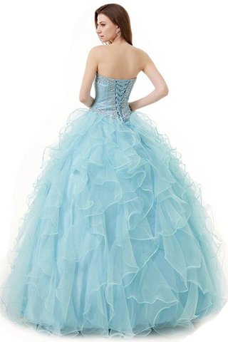 Abito dal Dolce Sedici in Tulle con Cristino con Increspature Senza Maniche A Terra Ball Gown - Foto 2