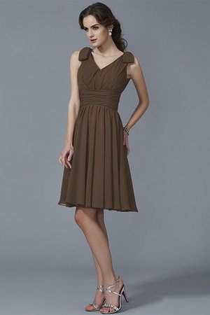 Robe demoiselle d'honneur bref naturel bandouliere spaghetti en chiffon a-ligne - Photo 5