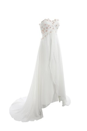 Robe de mariée naturel elégant manche nulle branle satin tissé extensible - Photo 4