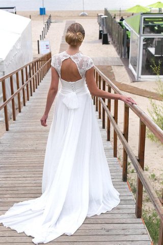 Moderno Vestido de Novia en Gasa de Playa de Escote en V de Fajas - Foto 2