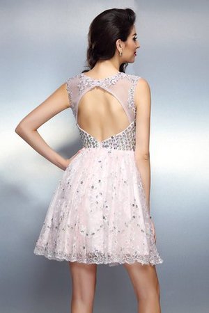 Robe de cocktail courte avec perle manche nulle en satin appliques - Photo 2