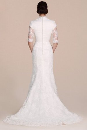 Robe de mariée classique modeste gaine de traîne moyenne de col entaillé - Photo 4